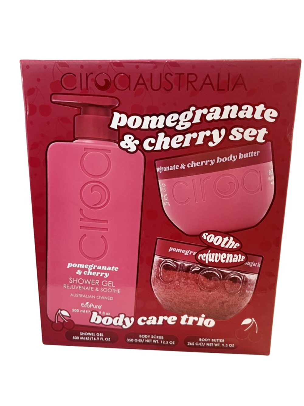 Ciroa Australia Pomegranate & Cherry Body Care Trio - 3 PC Gift Set NWT